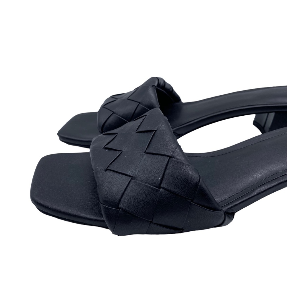 Marc Fisher Black Woven Square-Toe Block Heel Sandals - Picture 4 of 15